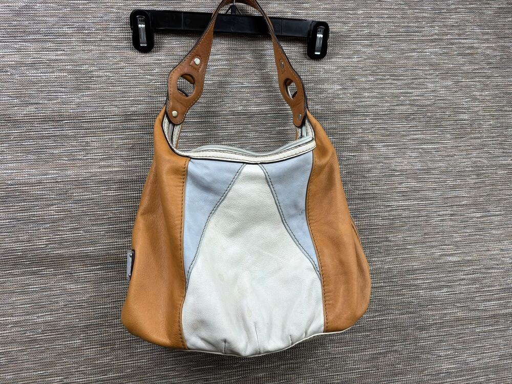 Tignanello Hobo Bag Womens Medium Leather Colorblock Shoulder Zip Pockets Purse